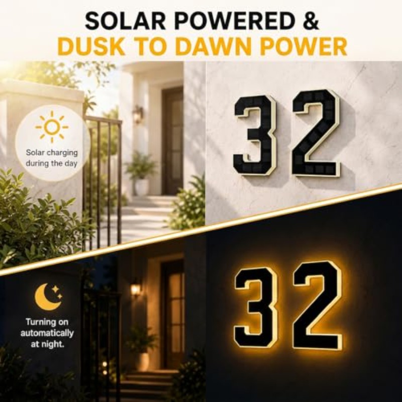 Solar Powered LED House Number - đánh giá và giá Outdoor Power Number
